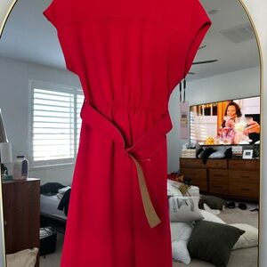 Red/Pink Belted Calvin Klein Dress